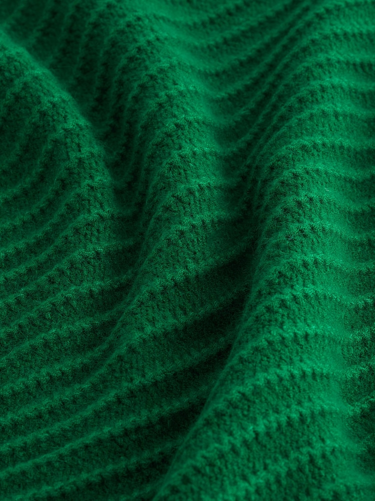 Bright Green Stitch Detail High Neck Long Sleeve Jumper - Image 6 of 6