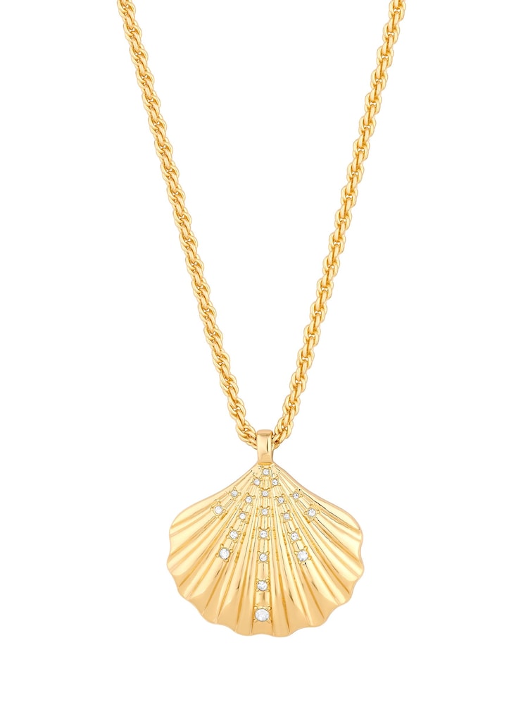 Lipsy Jewellery Gold Tone Oversized Shell Necklace - Gift Boxed - Image 2 of 4