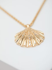 Lipsy Jewellery Gold Tone Oversized Shell Necklace - Gift Boxed - Image 3 of 4