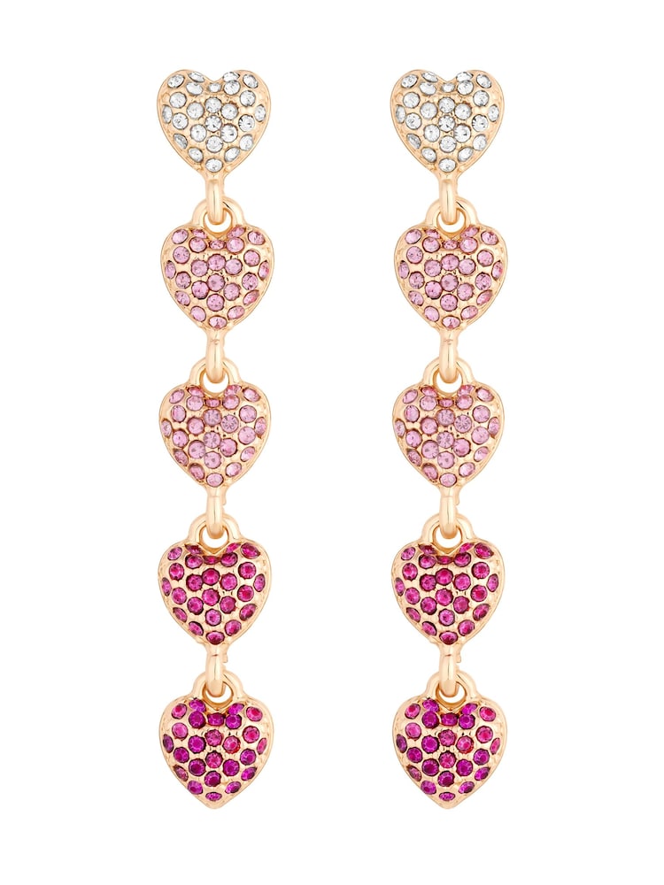 Lipsy Jewellery Pink Micro Pave Tonal Drop Earrings - Image 1 of 3