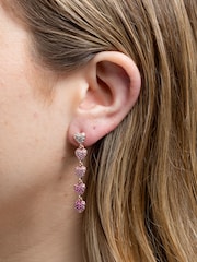 Lipsy Jewellery Pink Micro Pave Tonal Drop Earrings - Image 2 of 3