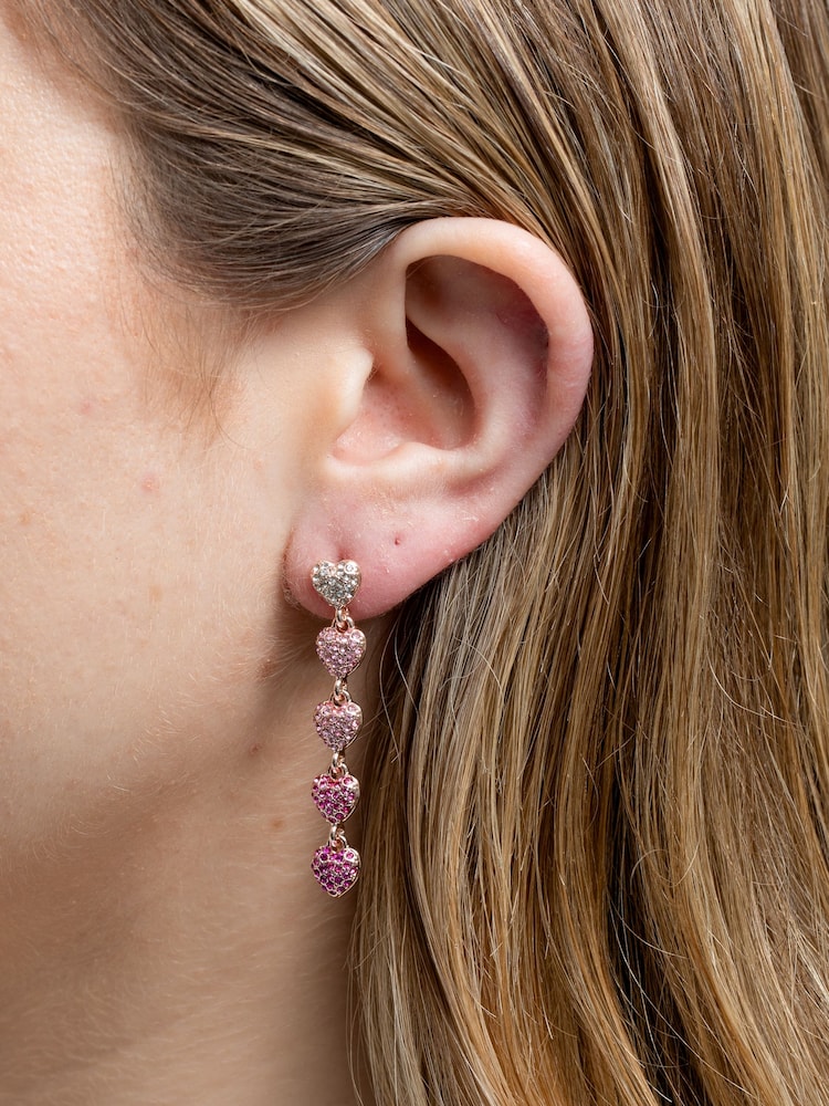 Lipsy Jewellery Pink Micro Pave Tonal Drop Earrings - Image 2 of 3