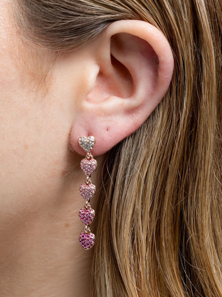 Lipsy Jewellery Pink Micro Pave Tonal Drop Earrings - Image 3 of 3