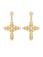 Lipsy Jewellery Gold Tone Cross Earrings - Image 1 of 3