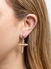 Lipsy Jewellery Gold Tone Cross Earrings - Image 2 of 3