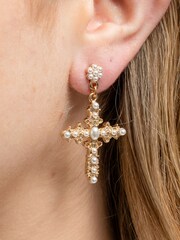 Lipsy Jewellery Gold Tone Cross Earrings - Image 3 of 3