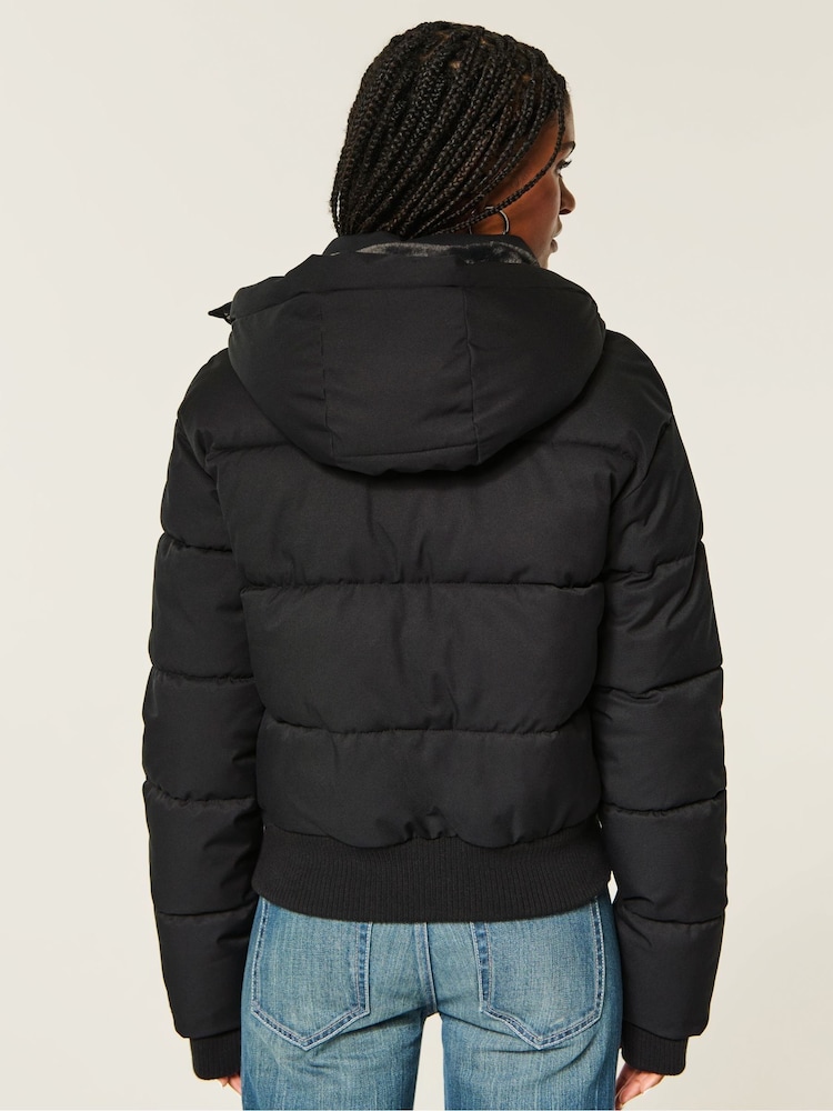 Hollister Black Feel Good Hooded Puffer Coat - Image 2 of 5