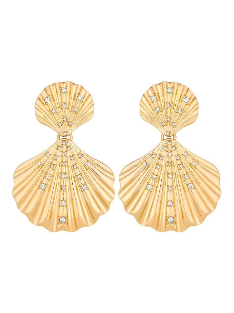 Lipsy Jewellery Gold Tone Oversized Shell Earrings - Image 1 of 1