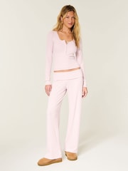 Hollister Pointelle Foldover Wide Leg Pyjama Joggers - 4의 이미지 1