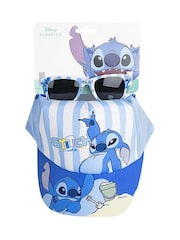 Peers Hardy Blue Disney Stitch Striped Cap and Sunglasses Set - Image 1 of 5