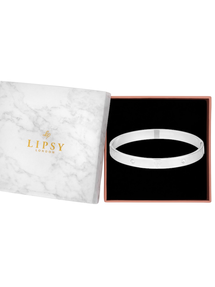 Lipsy Jewellery Silver Tone Heart Bangle Gift Boxed Bracelet - Image 1 of 2