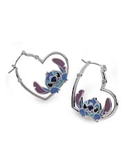 Peers Hardy Blue Disney Stitch Love Heart Hoop Earrings - Image 1 of 3