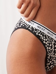 White/Black Printed High Leg Cotton Rich Logo Knickers 4 Pack - Image 4 of 10