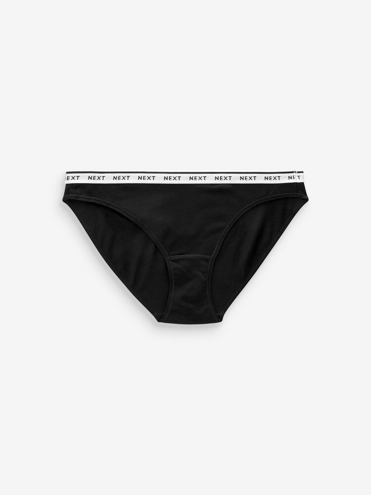 White/Black Printed High Leg Cotton Rich Logo Knickers 4 Pack - Image 6 of 10