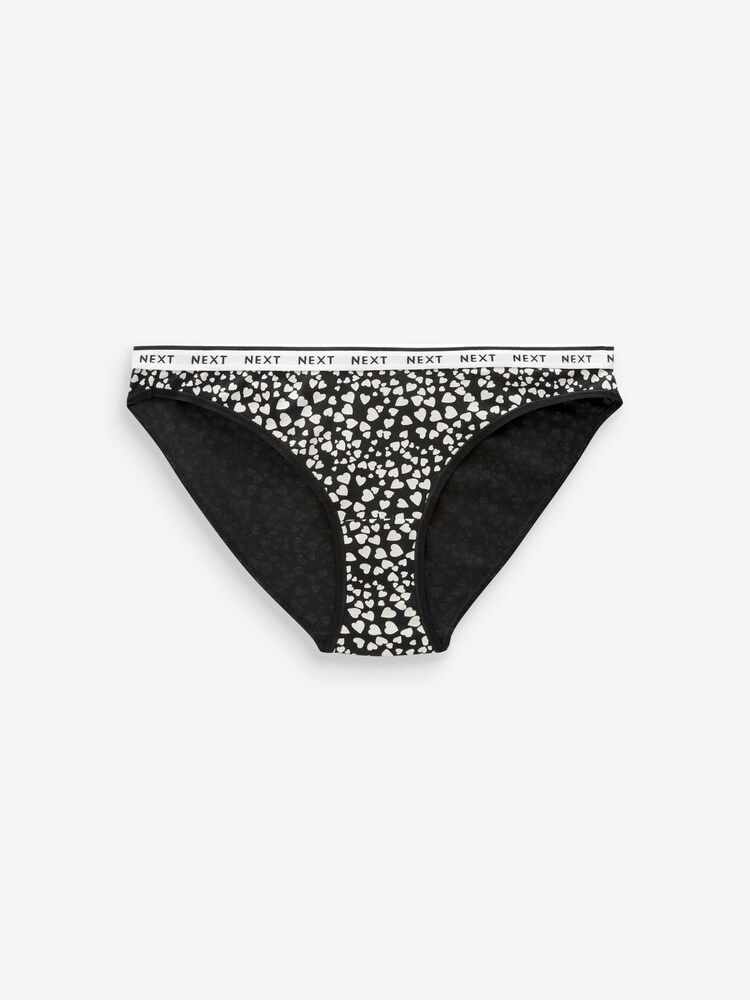 White/Black Printed High Leg Cotton Rich Logo Knickers 4 Pack - Image 7 of 10