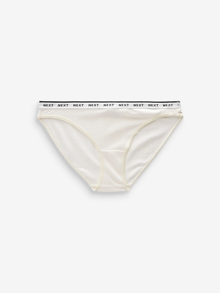White/Black Printed High Leg Cotton Rich Logo Knickers 4 Pack - Image 8 of 10