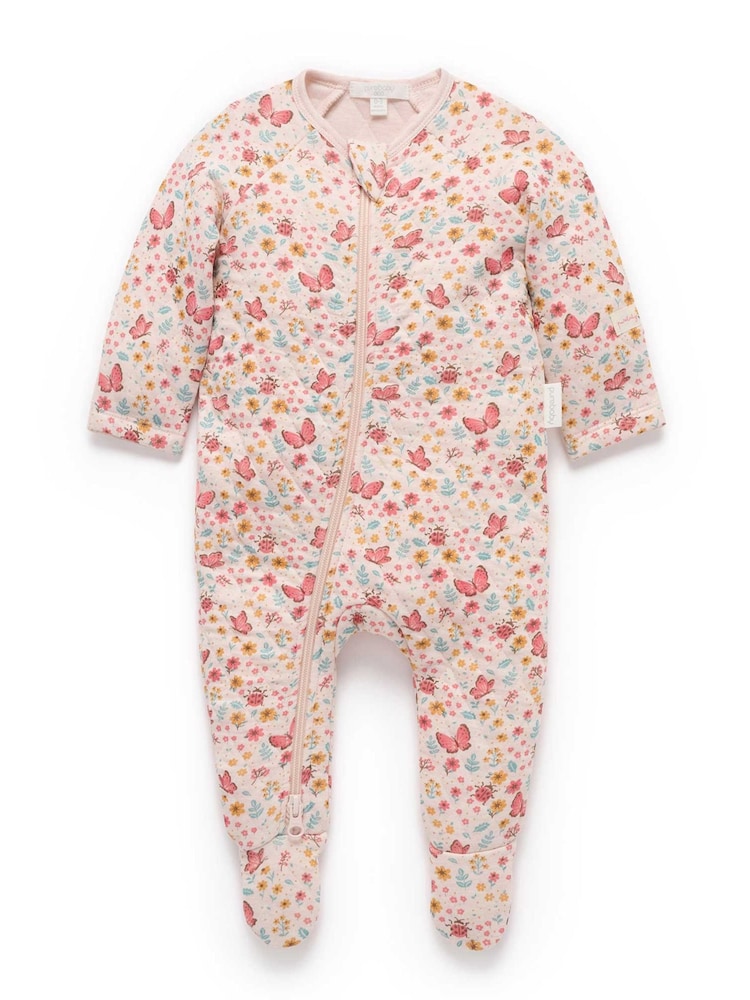 Rozo - Purebaby Quilted Footed Print Two-Way Zip Sleepsuit - Slika 1 od 4