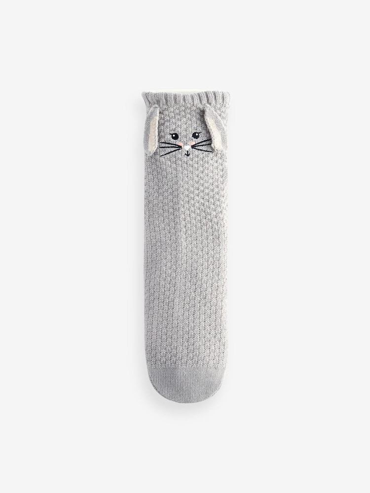Grey Bunny Character Slipper Socks 1 Pack - Image 1 of 5