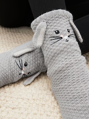 Grey Bunny Character Slipper Socks 1 Pack - Image 4 of 5