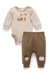 طقم بودي سوت بأكمام طويلة وبنطلون ضيق من Purebaby - صورة 1 من 7