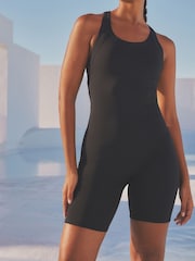 Black Tummy Control Unitard Swimsuit - Image 3 of 7