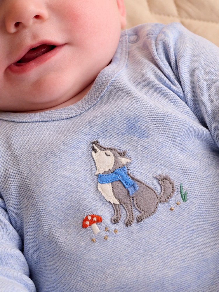 Purebaby Blue Printed Longsleeve Bodysuit 2 Pack - Image 7 of 7 Purebaby Blue Printed Longsleeve Bodysuit 2 Pack - Image 7 of 7