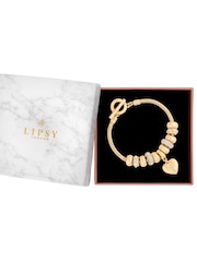 Lipsy Jewellery Gold Tone T-Bar Coin Charm Gift Boxed Bracelet - Image 1 of 1