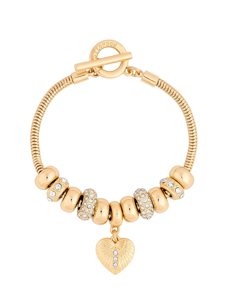 Lipsy Jewellery Gold Tone T-Bar Coin Charm Gift Boxed Bracelet - Image 2 of 4 Lipsy Jewellery Gold Tone T-Bar Coin Charm Gift Boxed Bracelet - Image 2 of 4