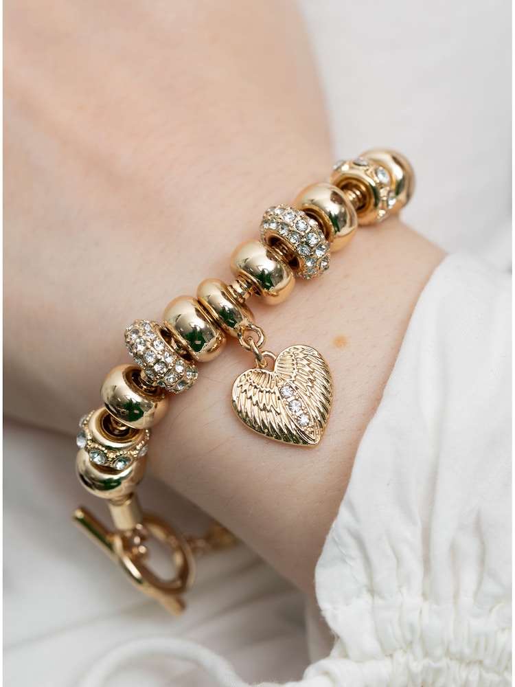 Lipsy Jewellery Gold Tone T-Bar Coin Charm Gift Boxed Bracelet - Image 4 of 4