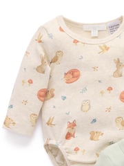Purebaby Green Printed Longsleeve Bodysuit 2 Pack - Image 2 of 5