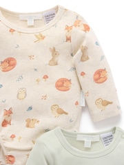 Purebaby Green Printed Longsleeve Bodysuit 2 Pack - Image 4 of 5