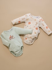 Purebaby Green Printed Longsleeve Bodysuit 2 Pack - Image 5 of 5
