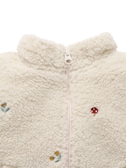 Purebaby White Fluffy Embroidered Zip Jacket - Image 5 of 5