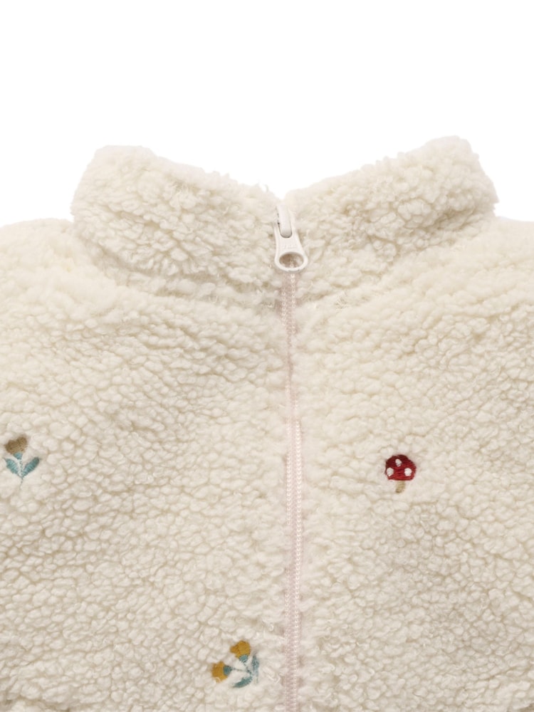 Purebaby White Fluffy Embroidered Zip Jacket - Image 5 of 5 Purebaby White Fluffy Embroidered Zip Jacket - Image 5 of 5