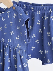 Blue Cherry Baby Peplum Rib Top and Shorts 2 Piece Set - Image 2 of 7