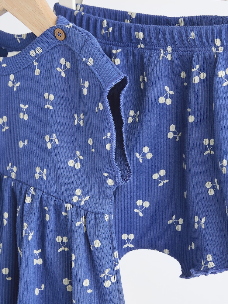 Blue Cherry Baby Peplum Rib Top and Shorts 2 Piece Set - Image 2 of 7