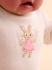 Purebaby Pink Fairy Print Longsleeve Bodysuit 2 Pack - Image 3 of 7