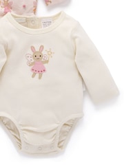 Purebaby Pink Fairy Print Longsleeve Bodysuit 2 Pack - Image 5 of 7