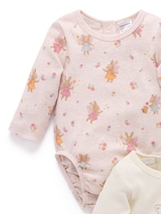 Purebaby Pink Fairy Print Longsleeve Bodysuit 2 Pack - Image 6 of 7
