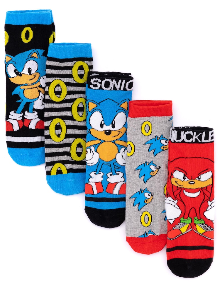 Vanilla Underground Black Sonic the Hedgehog Boys Calf Socks Set of 5 - Image 1 of 6