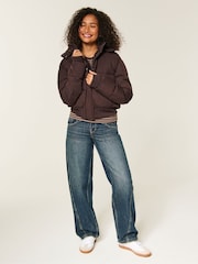 Hollister Brown Feel Good Hooded Puffer Coat - Image 2 of 5