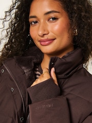 Hollister Brown Feel Good Hooded Puffer Coat - Image 4 of 5
