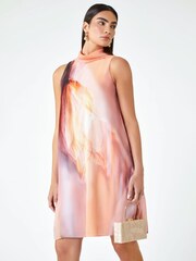 Roman Pink Printed High Neck Shift Dress - Image 1 of 5