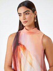 Roman Pink Printed High Neck Shift Dress - Image 4 of 5