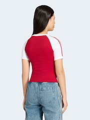 adidas Originals Red 3 Stripe T-Shirt - Image 2 of 5