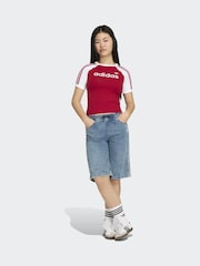 adidas Originals Red 3 Stripe T-Shirt - Image 3 of 5
