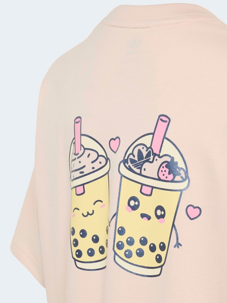 adidas Originals Pink Bubble Tea Graphic T-Shirt - Image 2 of 4 adidas Originals Pink Bubble Tea Graphic T-Shirt - Image 2 of 4