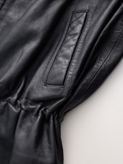 CERENE Wren Black Real Leather Funnel Neck Jacket - Image 10 of 13