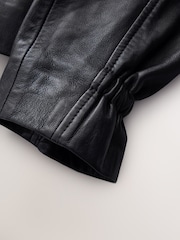 CERENE Wren Black Real Leather Funnel Neck Jacket - Image 11 of 13