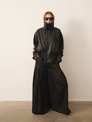 CERENE Wren Black Real Leather Funnel Neck Jacket - Image 4 of 13